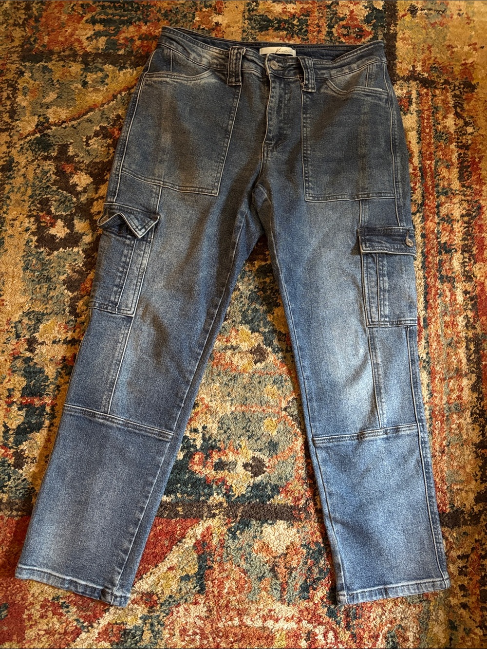 KanCan Blue High-Rise Denim Cargo Estilo Jeans